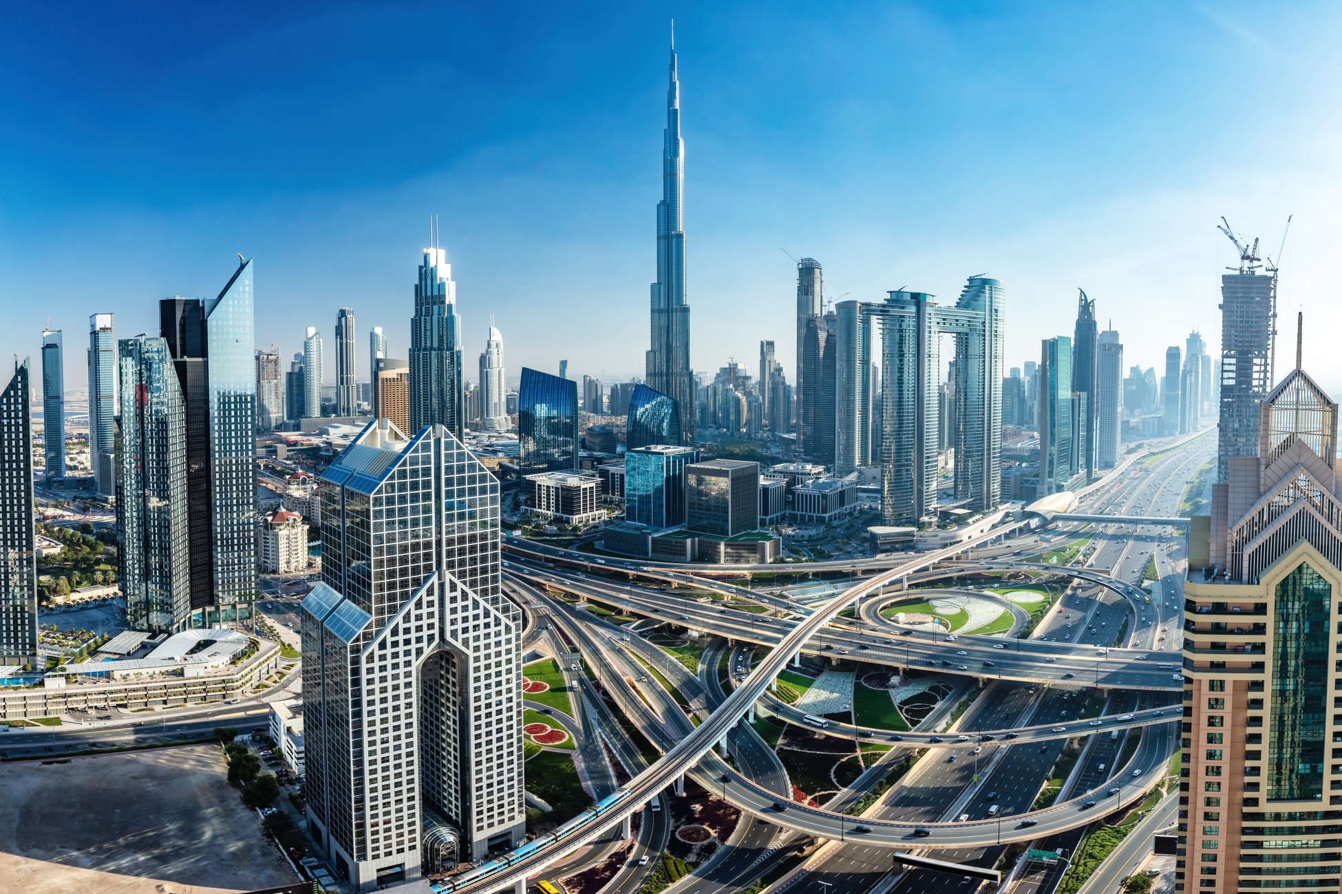 Burj Khalifa in Dubai downtown business skyscrapers highrise